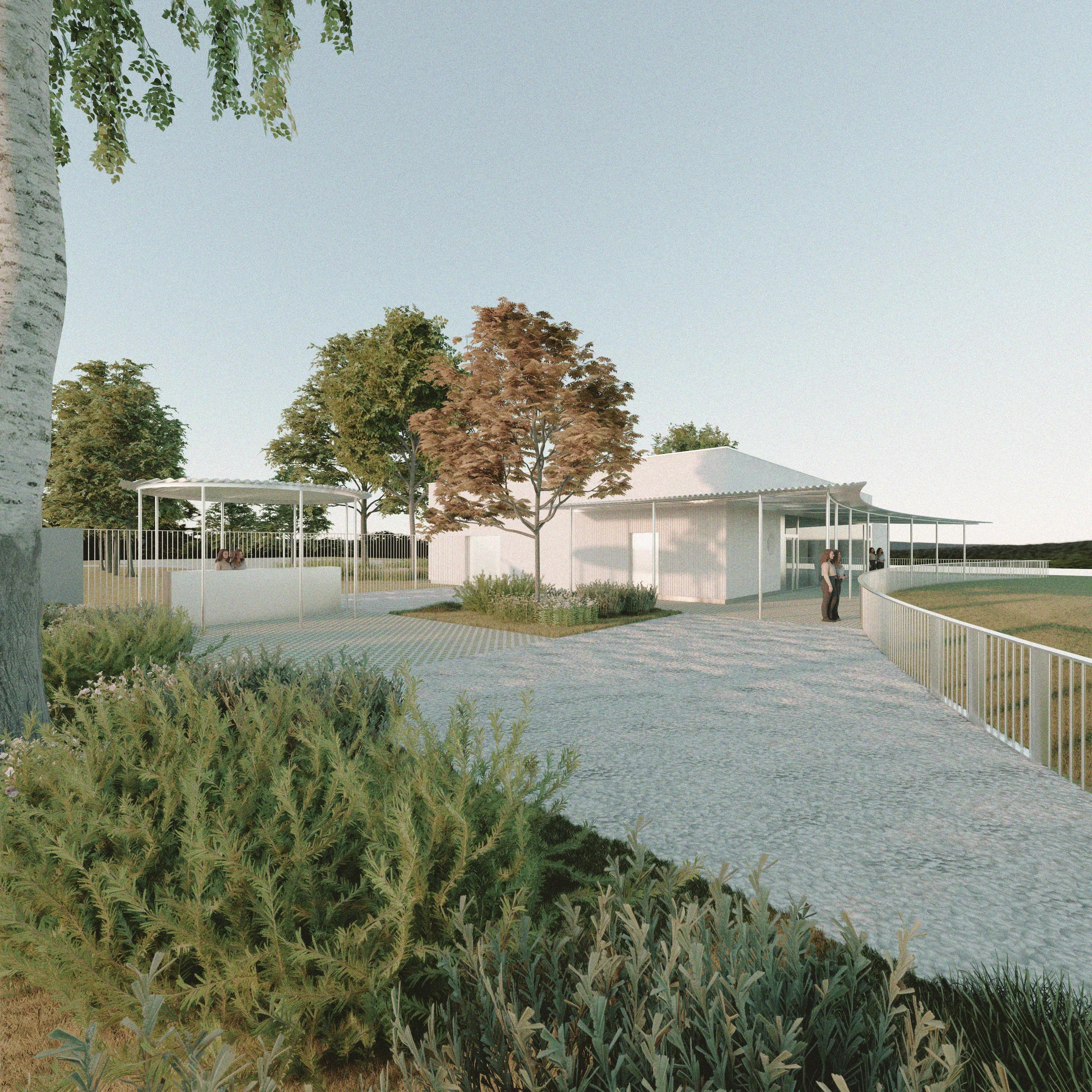 Club-house de Mackenheim — perspective du parvis