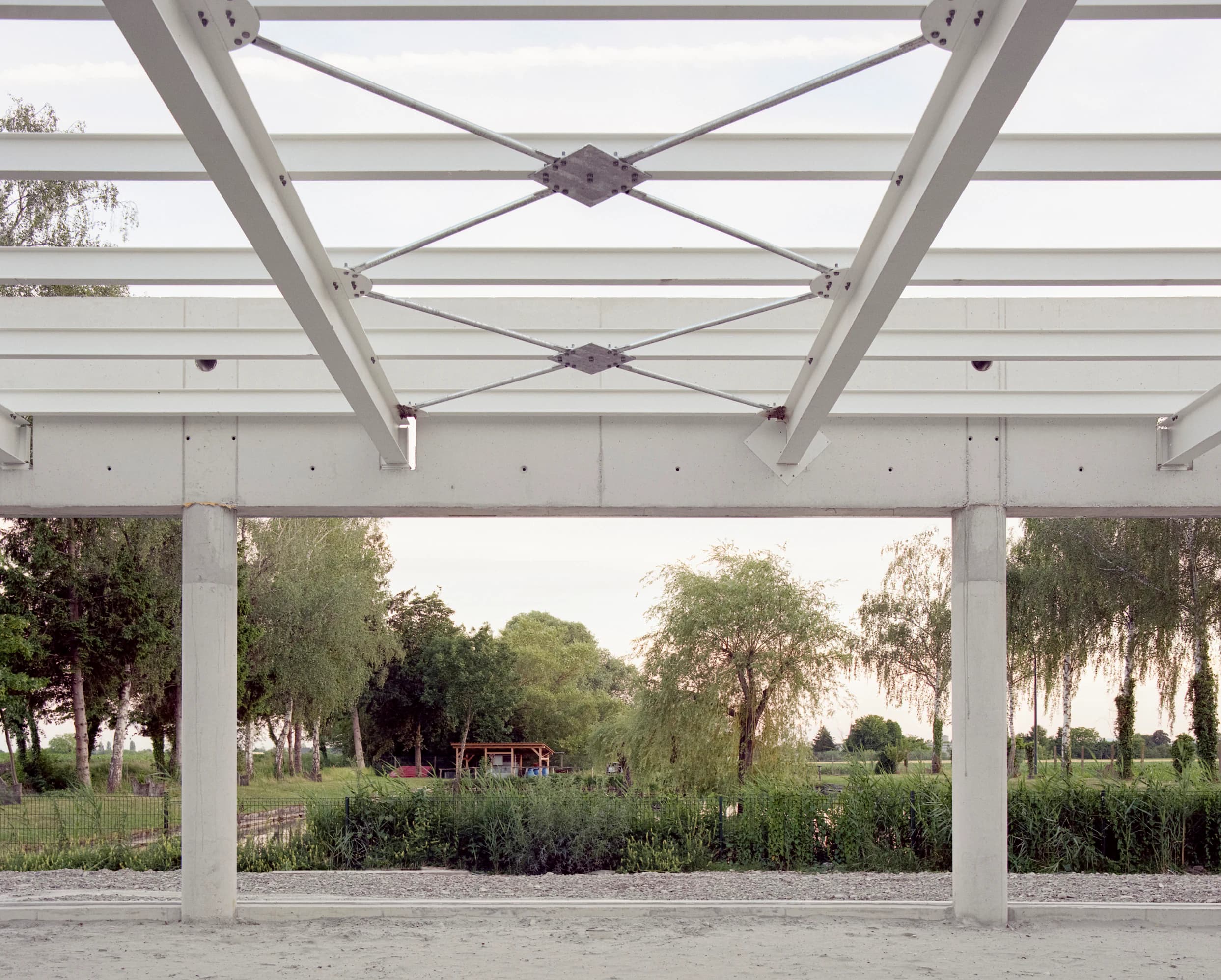 Club-house de Mackenheim — chantier de la charpente